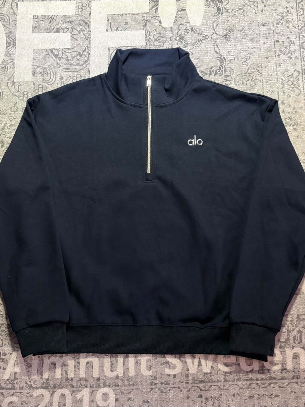 ALO Yoga Men's Navy Half-Zip Pullover Sweater